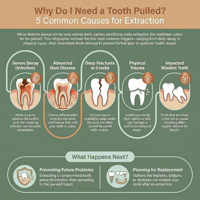 Common causes for tooth extraction infographic