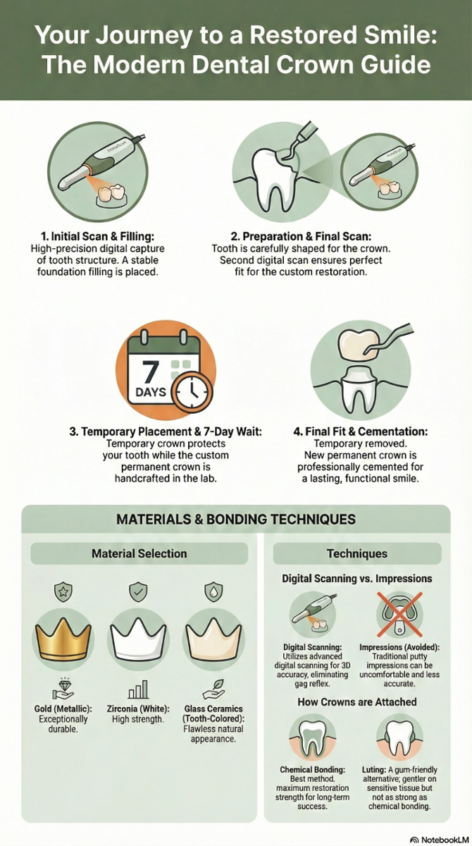 Dental Crown process as a patient infographic